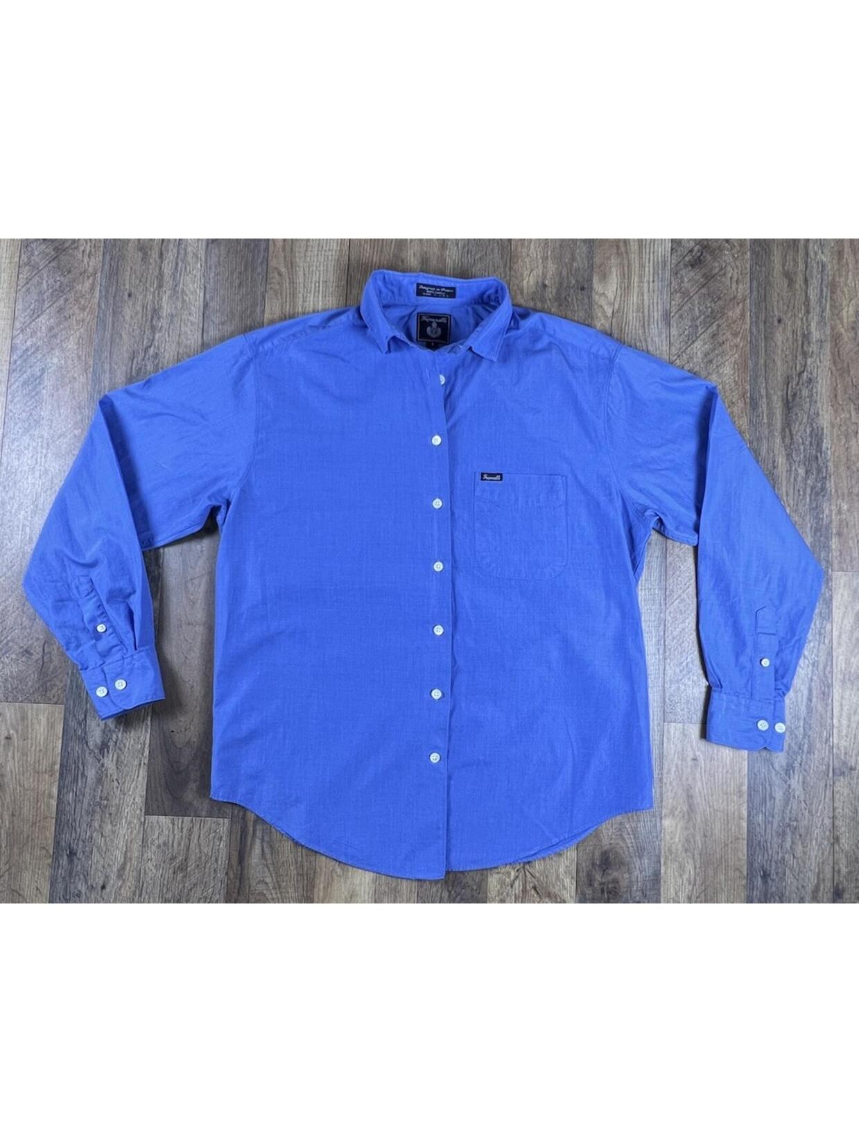 Faconnable Lightweight Small Usa Blue Solid Long Sleeve Pocket Albert Goldberg